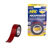 HPX Dubbelzijdig Acryl Tape Max Power Outdoor 25mm x 1,5mtr Zwart op Blister